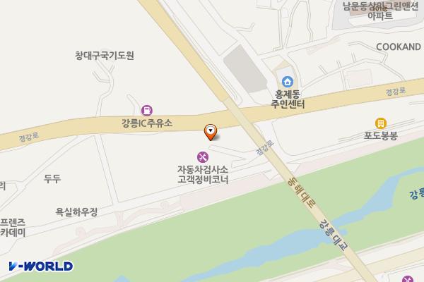 홍제동둔치주차장 고가도로아래⇔홍제내곡교 밑(하상주차장) 위치 지도 — 강원특별자치도 강릉시 홍제동 946-1