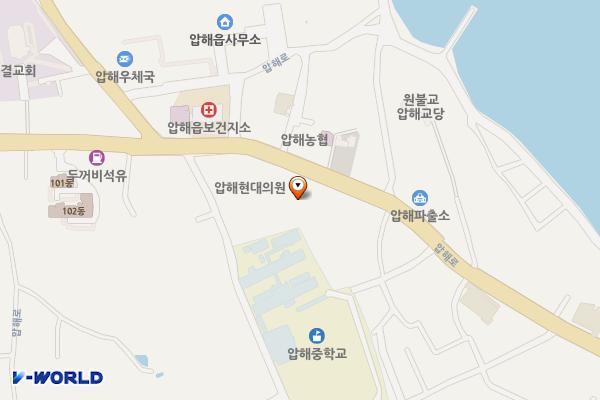 압해공영 주차장(대성마트 뒤편) 위치 지도 — 전남광주통합특별시 신안군 압해읍 학교리 663-8번지