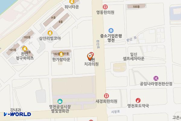 완산로 구간(영천공설시장사거리~영동교사거리) 노상유료주차장 위치 지도 — 경상북도 영천시 완산로 55