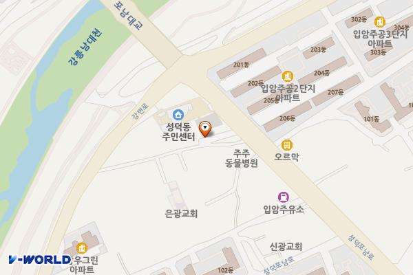 성덕동 주민센터 근처주차장 위치 지도 — 강원특별자치도 강릉시 입암동 597-5,599-6,598