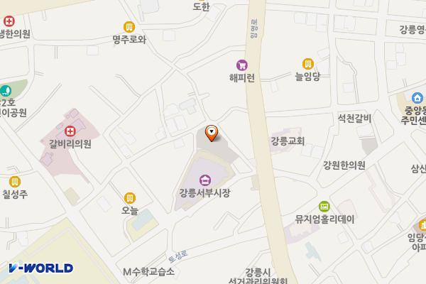 서부시장 주차장 위치 지도 — 강원특별자치도 강릉시 용강동 26