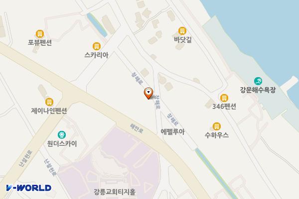 창해로(현대수산-강문건어물)(황제해물짬뽕 좌우/거주자우선) 위치 지도 — 강원특별자치도 강릉시 강문동 50-1