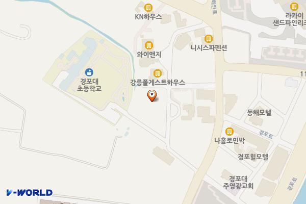 경포대 초등학교 옆 공한지 주차장 위치 지도 — 강원특별자치도 강릉시 안현동 859