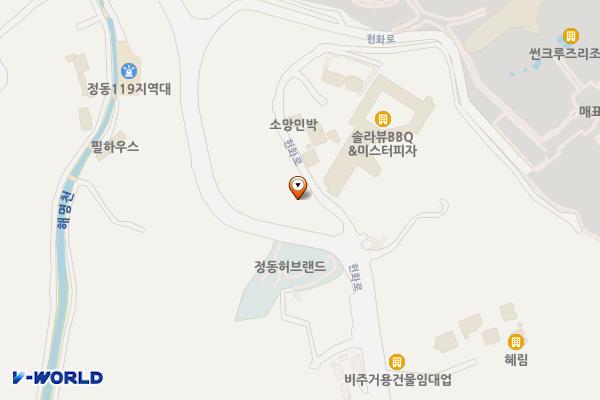 정동진 바다부채길 주차장1(대형버스 전용) 위치 지도 — 강원특별자치도 강릉시 강동면 정동진리 50-33