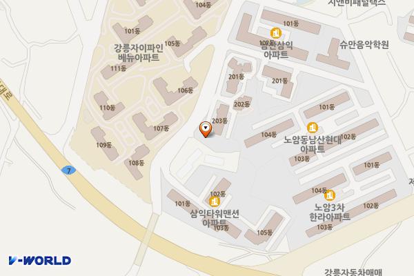 자이아파트 앞 주차장 위치 지도 — 강원특별자치도 강릉시 내곡동 134-2