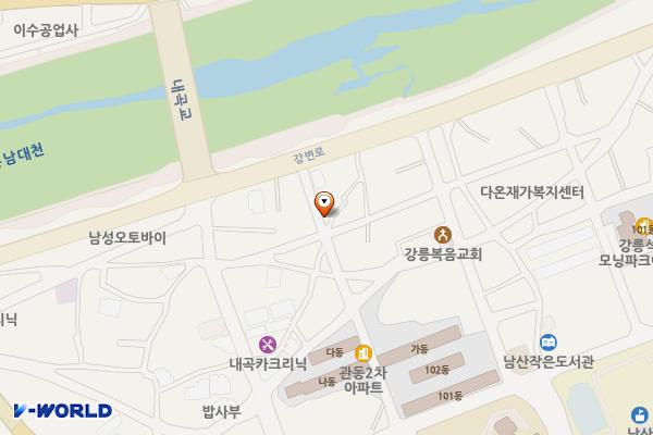 도시계획도로 임시 주차장2 위치 지도 — 강원특별자치도 강릉시 내곡동 51-48