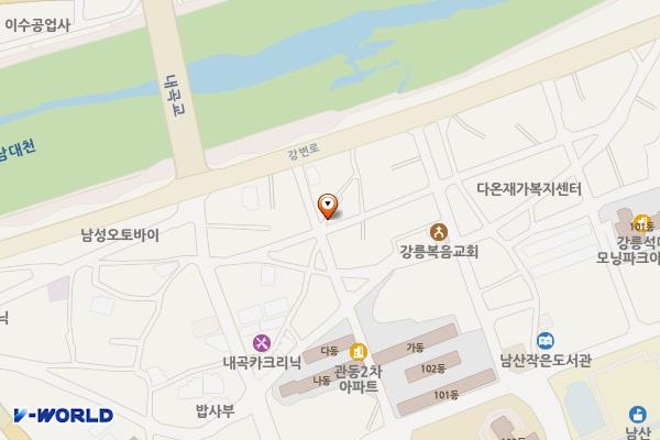 도시계획도로 임시 주차장1 위치 지도 — 강원특별자치도 강릉시 내곡동 67-3