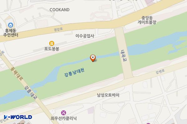 내곡동 현대아파트 앞 둔치주차장 위치 지도 — 강원특별자치도 강릉시 내곡동 31
