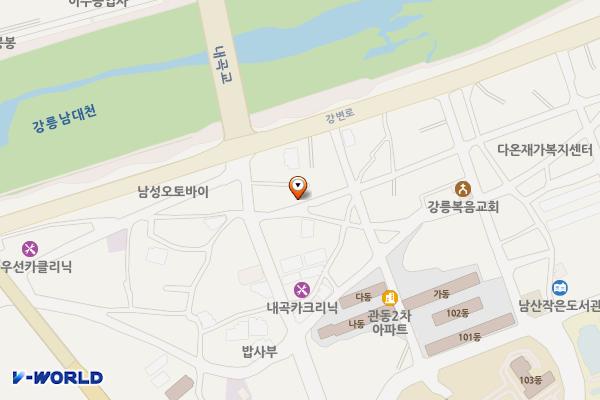 내곡교사거리 근처 주차장 위치 지도 — 강원특별자치도 강릉시 내곡동 51-15