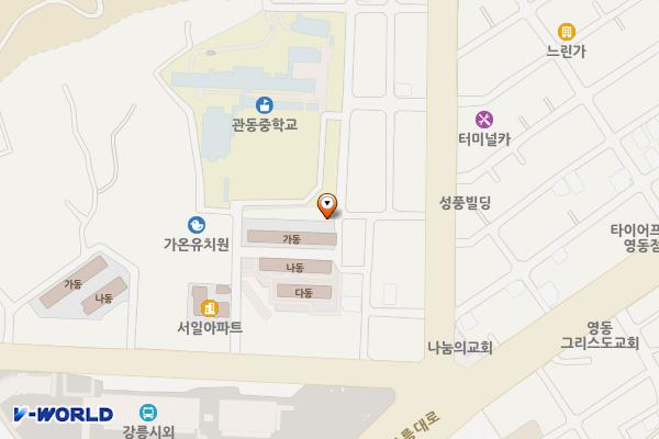 관동중 앞 위치 지도 — 강원특별자치도 강릉시 교동 1429-6