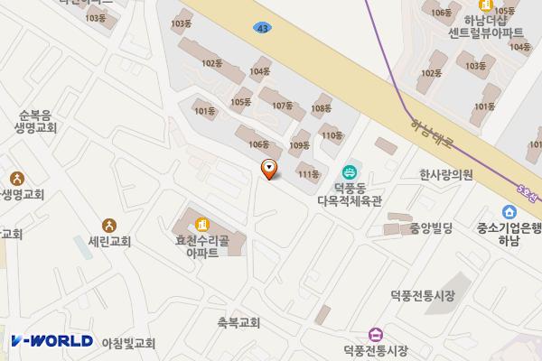 한솔솔파크 이면도로 위치 지도 — 경기도 하남시 덕풍동 332-38