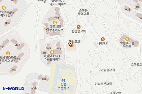 덕풍2동 주민센터(거주자우선주차장) 위치 지도 — 경기도 하남시 덕풍공원로 12