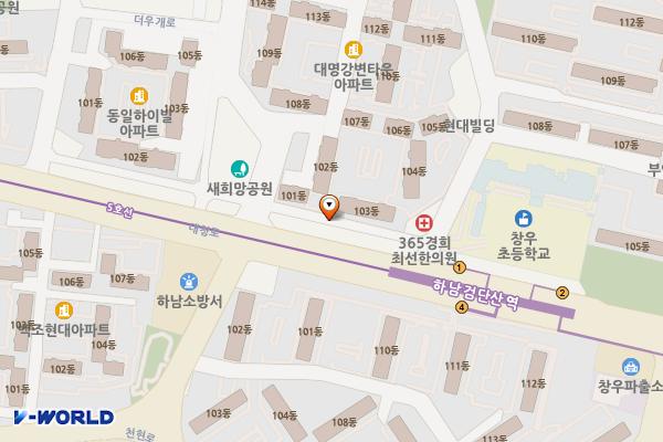 대명강변타운아파트 남측도로 위치 지도 — 경기도 하남시 신장동 107-57