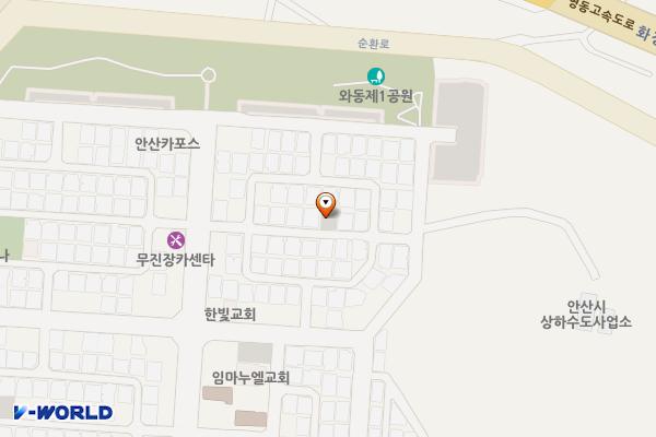 와동 주택가 주차장 위치 지도 — 경기도 안산시 단원구 와동 784-9번지
