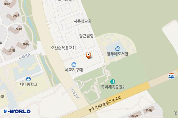 꿈두레도서관 임시공영주차장 위치 지도 — 경기도 오산시 세교동 617-3