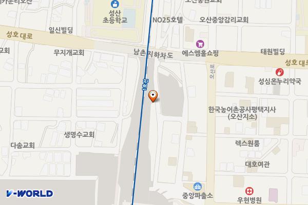 오산역환승센터 철도변노상주차장 위치 지도 — 경기도 오산시 오산동 603-22