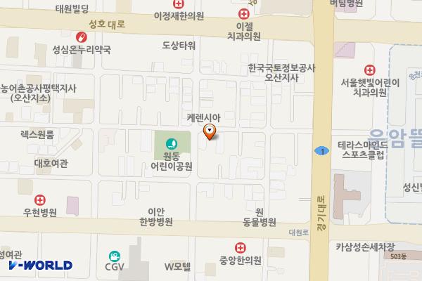 원동복개도로 노상주차장 위치 지도 — 경기도 오산시 대원로29번길 12