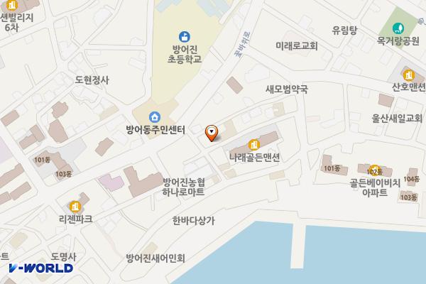 내진2길 이면도로 위치 지도 — 울산광역시 동구 방어동 195-2
