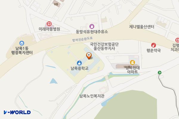 남목1동 이면도로(거주자) 위치 지도 — 울산광역시 동구 방어진순환도로 1155