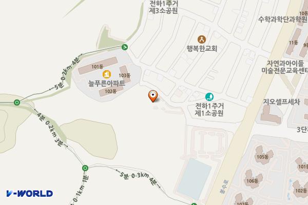산록마을 공영주차장 위치 지도 — 울산광역시 동구 전하동 산145-8