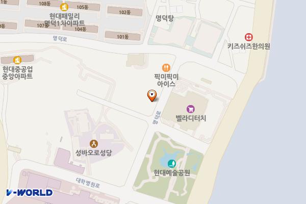 명덕1주차장 위치 지도 — 울산광역시 동구 서부동 100-2