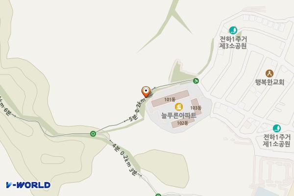 늘푸른아파트 노외 공영주차장 위치 지도 — 울산광역시 동구 전하동 산 166-6