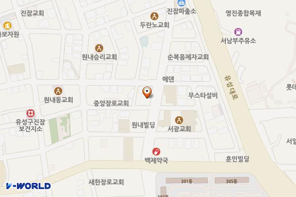 진잠우체국옆 위치 지도 — 대전광역시 유성구 원내동 92-14