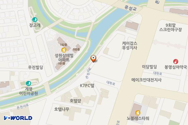 장명교~경원장,파라곤모텔앞 위치 지도 — 대전광역시 유성구 봉명동 603