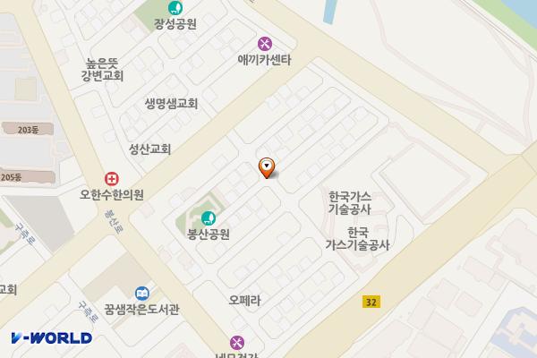 한국가스기술공사 일원 위치 지도 — 대전광역시 유성구 봉산동 1019