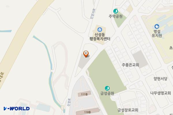 신성동 주민센터앞 임시공영 위치 지도 — 대전광역시 유성구 하기동 4-1