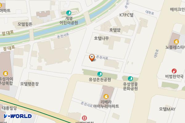 봉명동 노상 무인공영주차장(아드리아호텔 앞) 위치 지도 — 대전광역시 유성구 봉명동 442-2