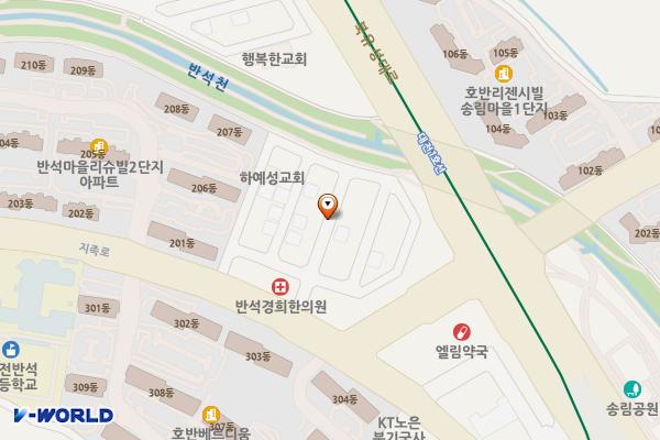 반석마을 2단지 207동 옆라인 위치 지도 — 대전광역시 유성구 지족동 1001