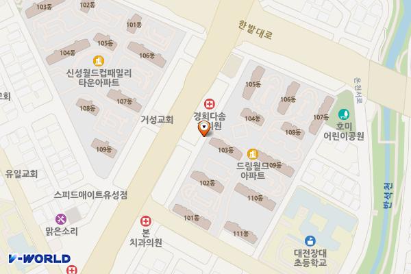 대우이수드림월드아파트 옆 위치 지도 — 대전광역시 유성구 장대동 343
