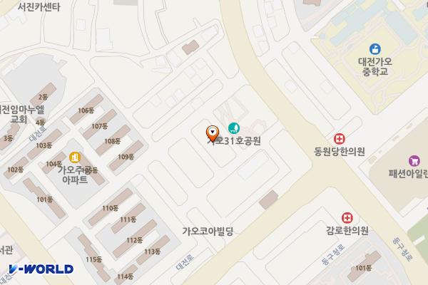가오동 상점가 주차장 위치 지도 — 대전광역시 동구 가오동589
