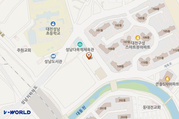 성남동다목적체육관 주변 공영주차장 위치 지도 — 대전광역시 동구 성남동535