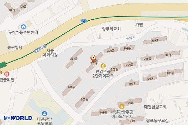 판암1동 주공(아) 207-208동 담길 위치 지도 — 대전광역시 동구 옥천로180번길 23
