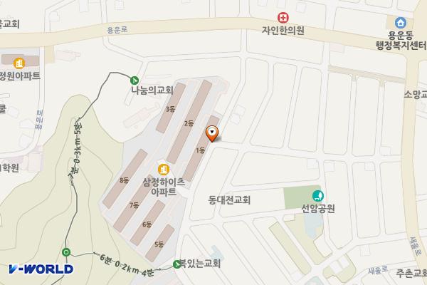 용운동 삼정하이츠, 문충사 주변 위치 지도 — 대전광역시 동구 용운동538