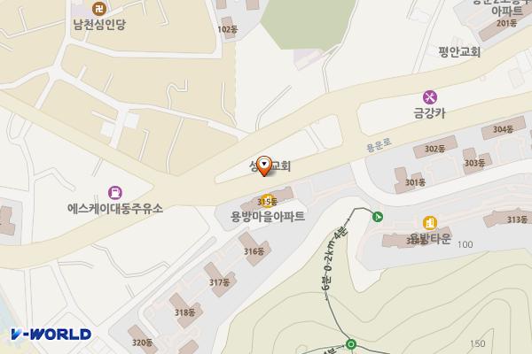 용운동 일반통행길(상행길) 위치 지도 — 대전광역시 동구 용운동483-3