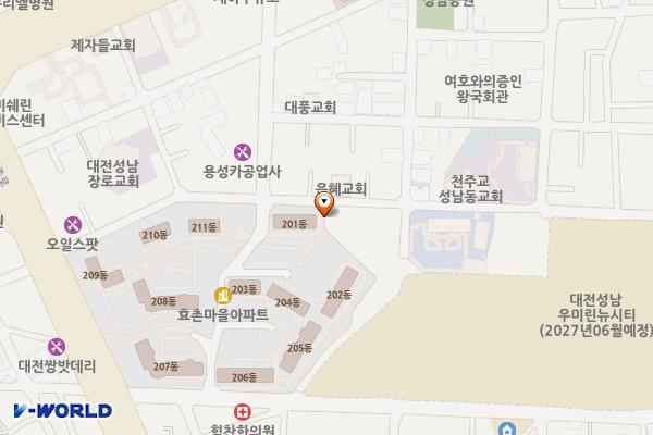 성남동 효촌아파트 담길 위치 지도 — 대전광역시 동구 성남동216-25