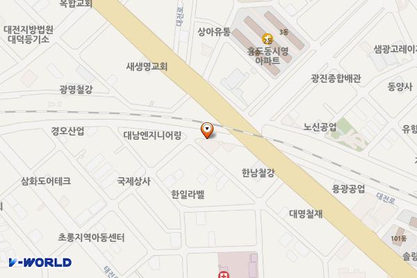 삼성동 동산교회 앞길(오정철로길) 위치 지도 — 대전광역시 동구 대전로987번길 11