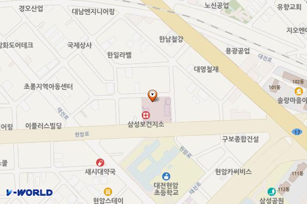 삼성동 동구보건소 담길 위치 지도 — 대전광역시 동구 현암로 22