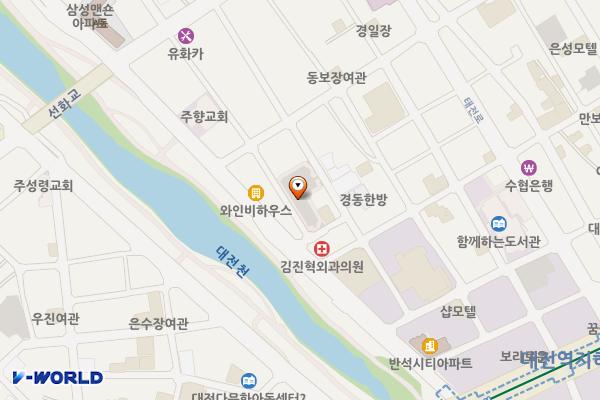 대전천주변노외공영주차장 위치 지도 — 대전광역시 동구 중동51-16