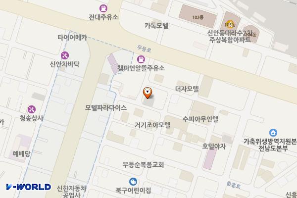 신안동쌈지 위치 지도 — 광주광역시 북구 중흥로83번길 17-8(신안동)