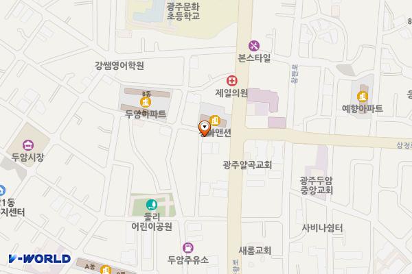 두암동쌈지 위치 지도 — 광주광역시 북구 군왕로117번길 9-1 (두암동)