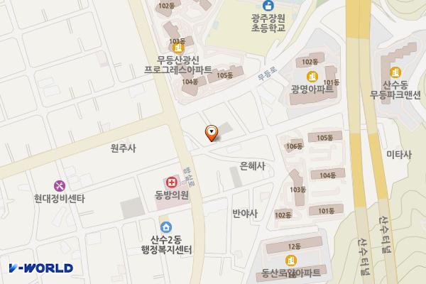 광신프로그래스 부근 공영주차장 위치 지도 — 광주광역시 동구 산수동 62-22