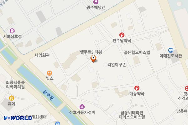 동락주차장 위치 지도 — 광주광역시 동구 문화전당로35번길 27