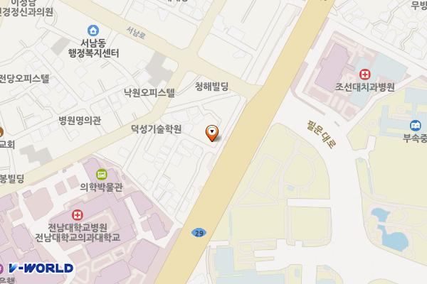 서석동 푸른길 옆 소규모 공영주차장 위치 지도 — 광주광역시 동구 서석동 471-17