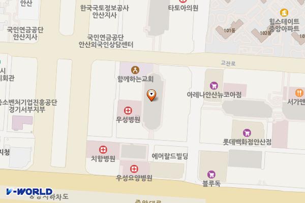 우성여성병원앞 위치 지도 — 경기도 안산시 단원구 고잔동 560-1번지