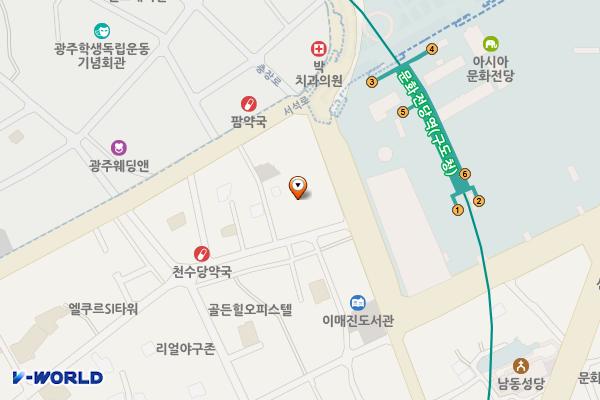 다촌주차장 위치 지도 — 광주광역시 동구 광산동 100-36