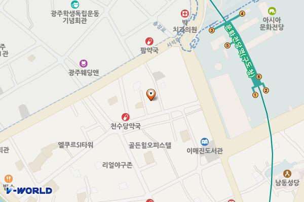 24시 유료주차장 위치 지도 — 광주광역시 동구 문화전당로35번길 8-3